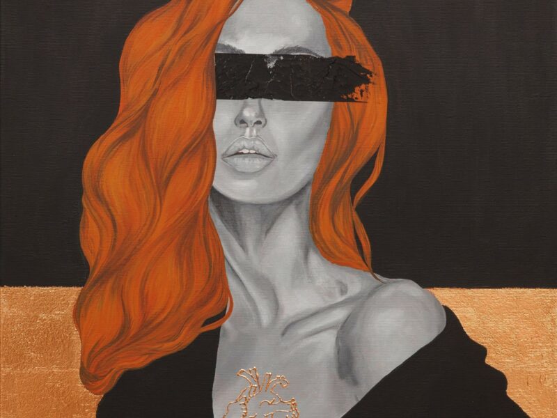 Golden heart II 50x50cm akryl,szlagmetal 2025