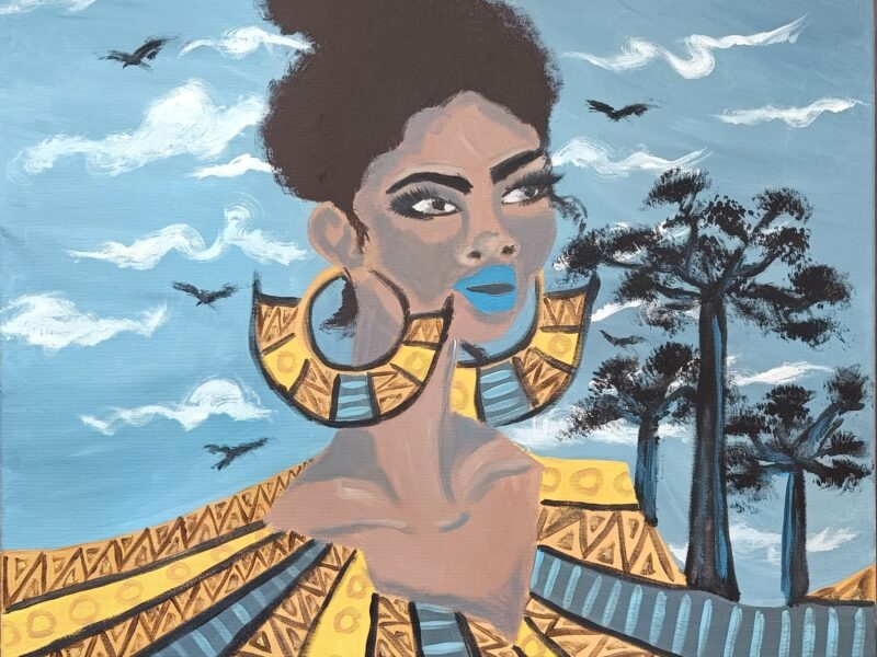 Kobieta wśród baobabów